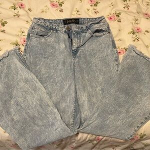 Blue Denim Mid-Rise Flare Fringe Jeans Juniors